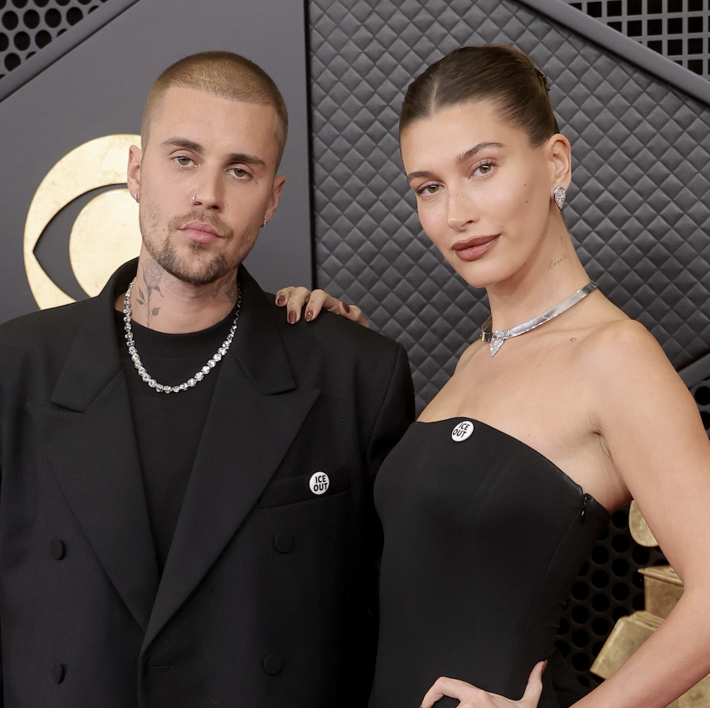 Justin Bieber and Hailey Bieber attend the 68th GRAMMY Awards at Crypto.com Arena on February 01, 2026 in Los Angeles, California