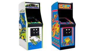 Best retro game consoles; two miniature arcade cabinets