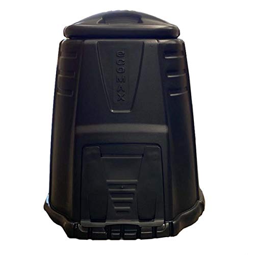 Charles Bentley Ward 220l Ecomax Environmental Garden Composter, Compost Bin With Hatch &amp;amp; Lockable Lid, Hard Wearing, Large Capacity, Durable Plastic, Air Tight Lid, Opening Hatch, Black (86x76x72cm)