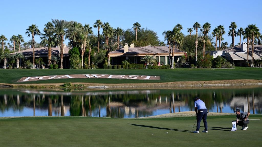 Aldrich Potgieter of South Africa putts on the 18th green prior to The American Express 2025 at Nicklaus Tournament Course on January 15, 2025 in La Quinta, California