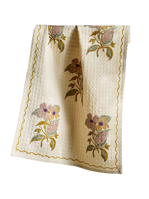 Floral Stripe Cotton Hand Towel
