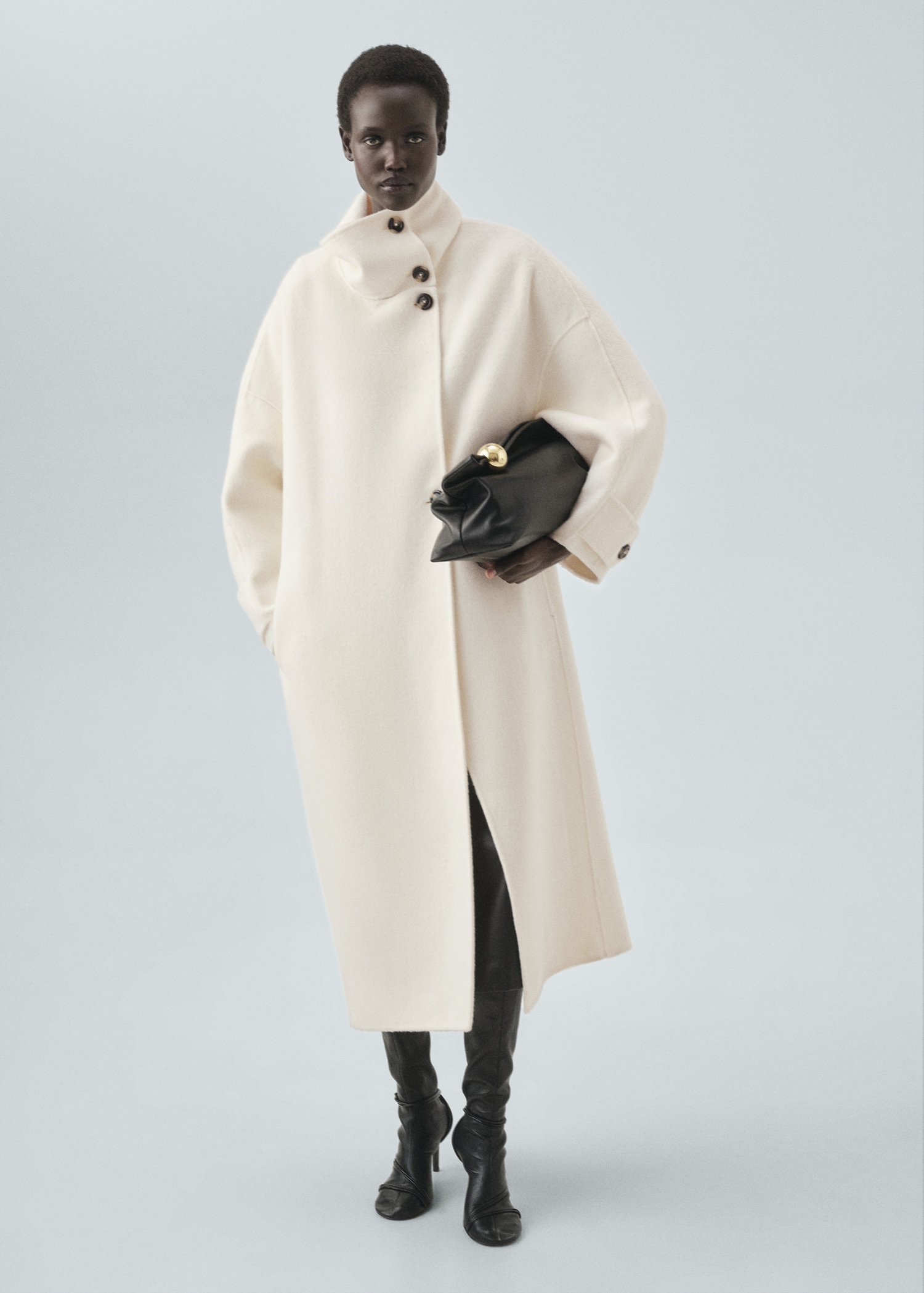 Wool Funnel Neck Coat - Women | Mango United Kingdom