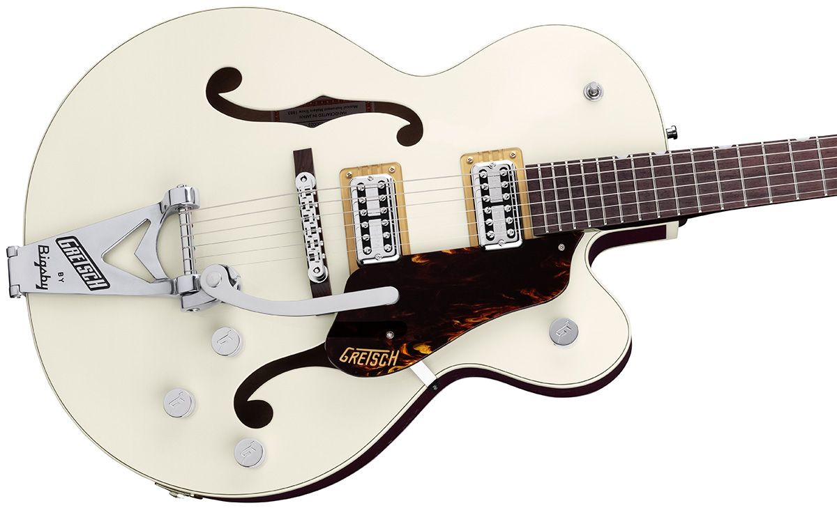 Gretsch G6118T Players Edition Anniversary Hollow Body String-Thru Bigsby Two-Tone Vintage White-Walnut Stain