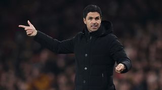 Arsenal manager Mikel Arteta gestures during the Gunners' 3-3 draw at home to Southampton in the Premier League in April 2023.