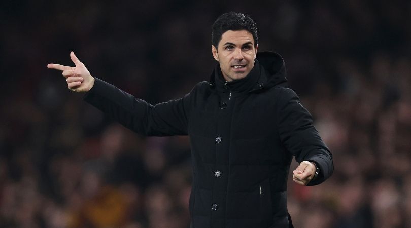 Arsenal manager Mikel Arteta gestures during the Gunners&#039; 3-3 draw at home to Southampton in the Premier League in April 2023.