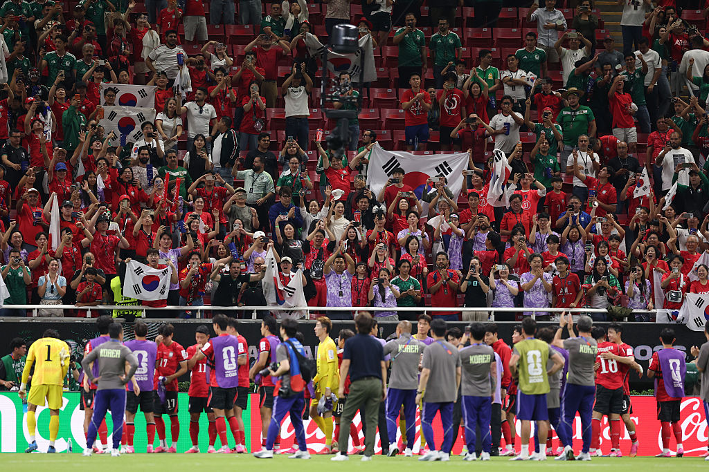 South Korea celebrate their win over Czechia