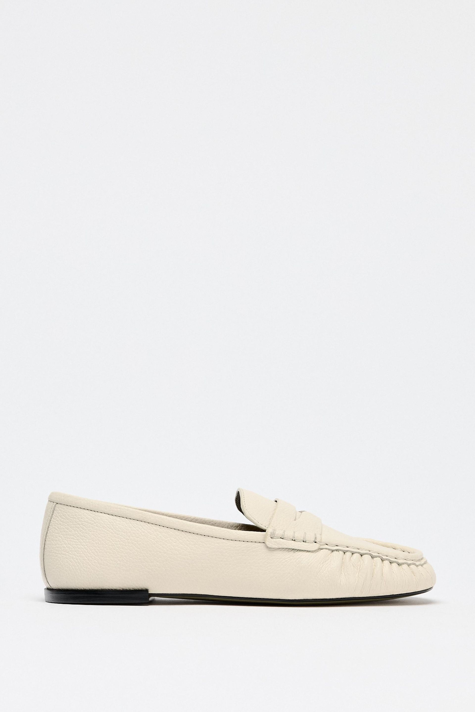 ZARA Ruched Leather Loafers