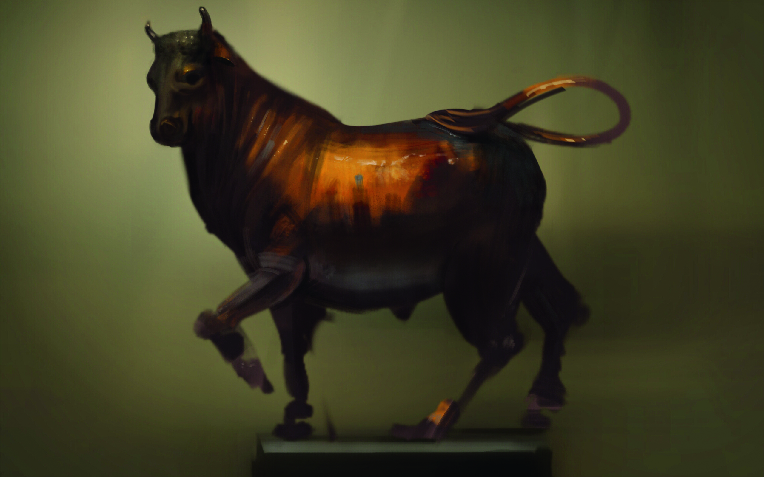 Dave Neale SketchBook tutorial on painting a bronze lacquered statue of a bull from life