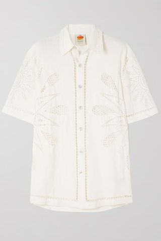 FARM RIO, Sunset Richelieu Broderie Anglaise Linen Shirt