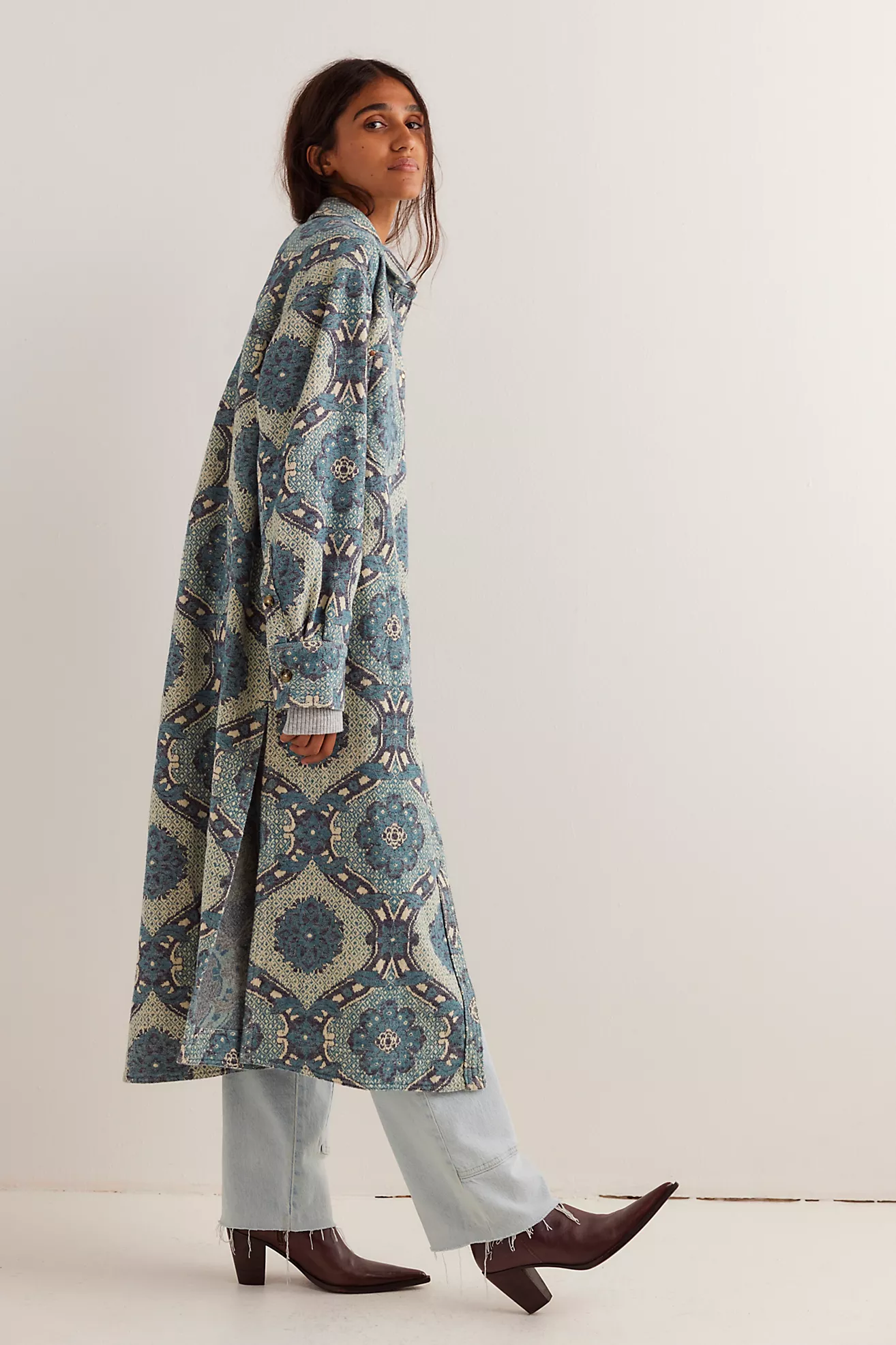 We the Free Brick Lane Jacquard Maxi Shirt Jacket