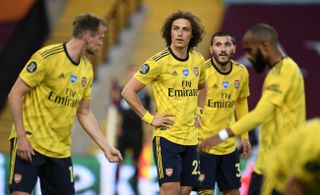 David Luiz (centre) was instrumental in a strong end to the season for Arsenal