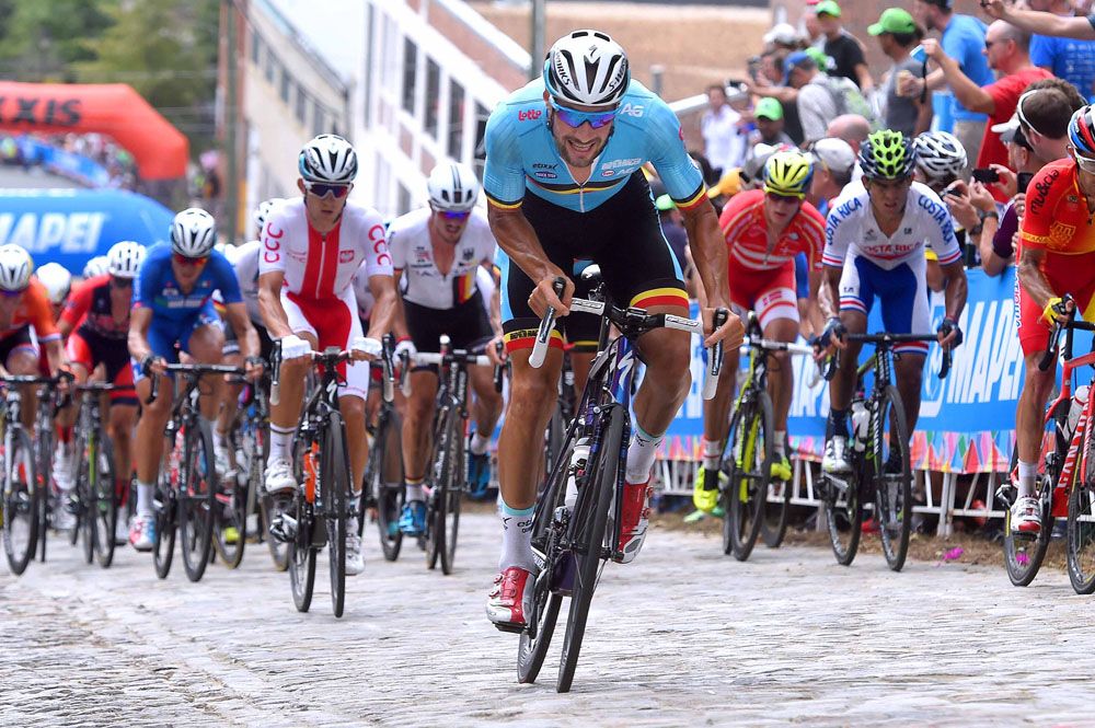 Tom Boonen (Belgium) attacks Libby Hill