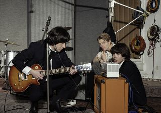 Here in 'Midas Man' the Bealtes are recording at Abbey Road Studios, with George Martin.