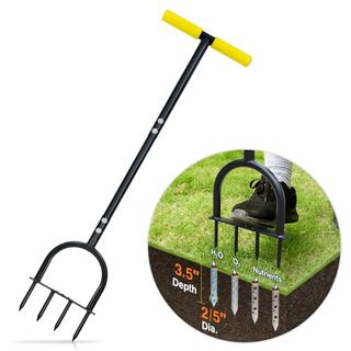 Colwelt Lawn Aerator Tool 38inch, Heavy Duty Grass Spike Aerator for Compacted Soil Aeration, Manual Lawn Air Aerators Tool With,wide Foot Plate, Rugged Steel Spikes 3.5’’ in Length, 2/5’’ in Dia.