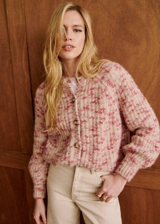 Emile Cardigan - Beige/ Pink - Baby Alpaca - Sézane