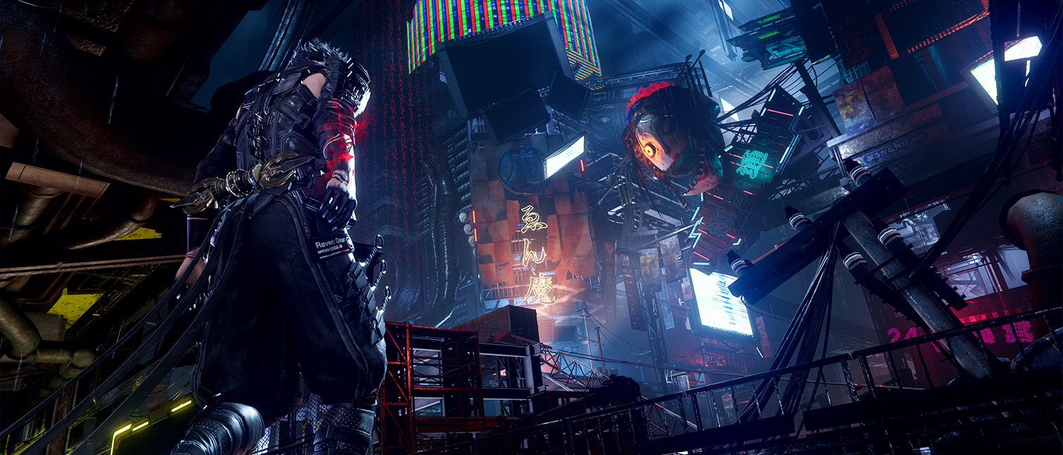 Ninja Gaiden 4 review; a ninja walks through a neon city