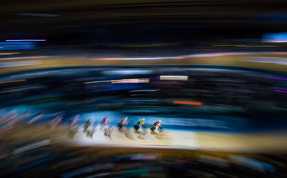 Riders in action during the Six Day London Cycling at the Velodrome