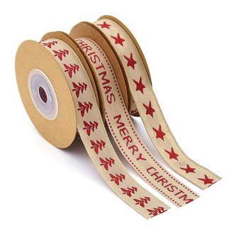 Three rolls of christmas ribbon