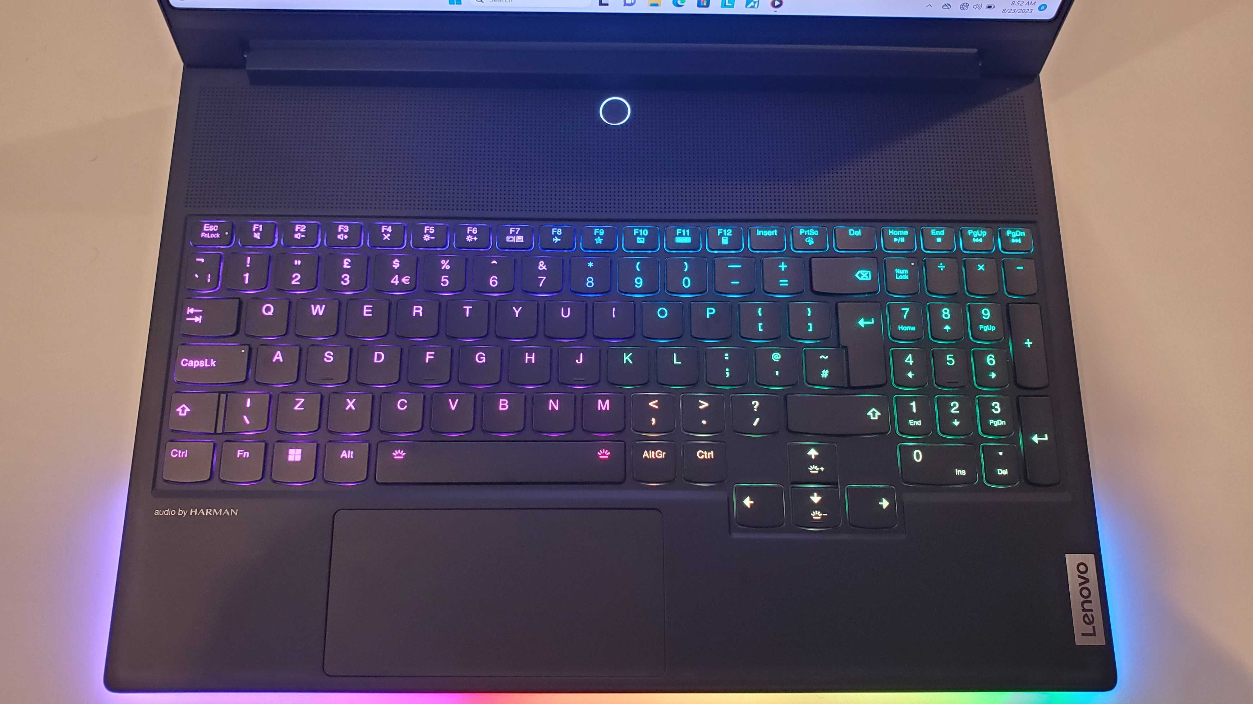 black gaming laptop with rgb lit keyboard