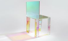 Minimalist chair constructed from acrylic and dichroic film