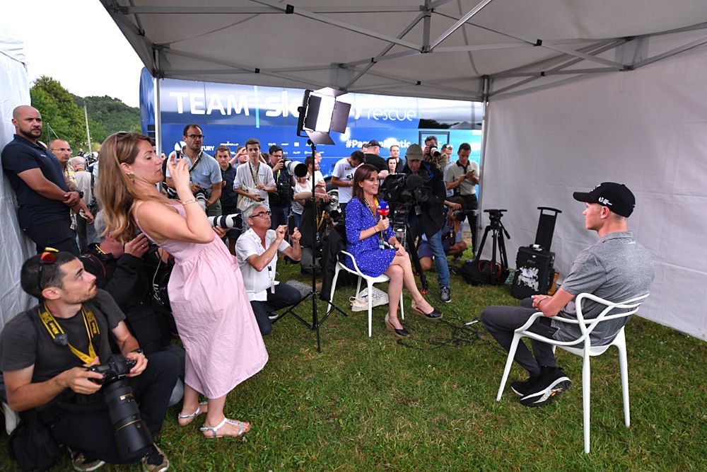 Team Ky at a more informal outdoor press event ahead of the Tour de France