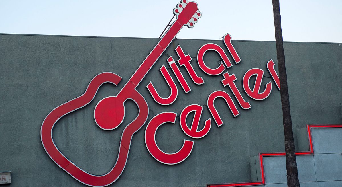 The iconic red Guitar Center sign from its Sunset Strip, Hollywood, store.