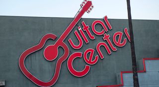 The iconic red Guitar Center sign from its Sunset Strip, Hollywood, store.