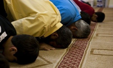 Members of an Islamic center in Tennessee conduct their evening prayers.