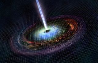 An artist's illustration of the black hole GW170817 created from the crash of two neutron stars.
