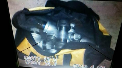 A duffel bag with pipe bombs found at the home of the San Bernardino shooting suspects.