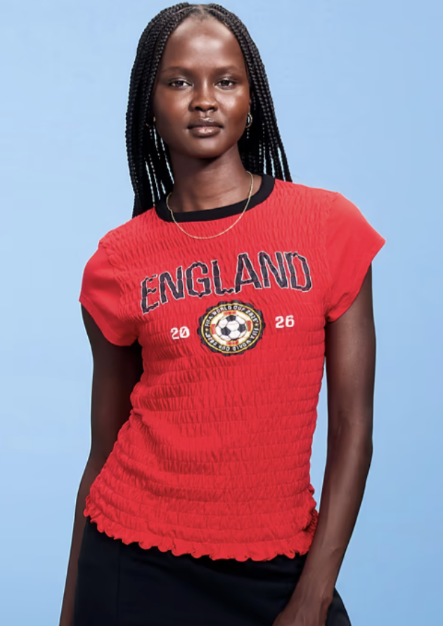 Old Navy, Fifa World Cup 26&amp;trade; England Smocked Graphic T-Shirt for Women