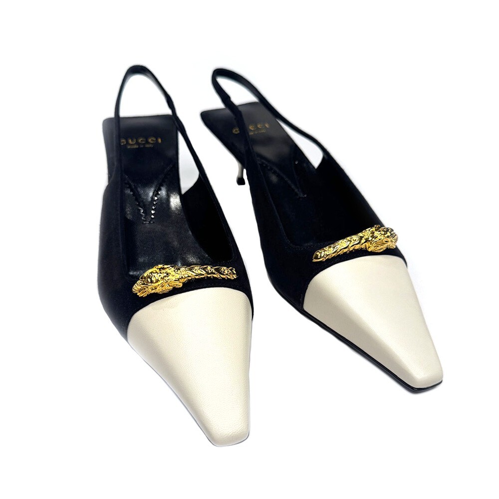 Gucci Pointed Toe Slingback Pumps With Tiger Hardware Us 10