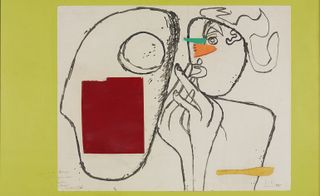 A colour lithograph portrait of Ove Arup by Le Corbusier