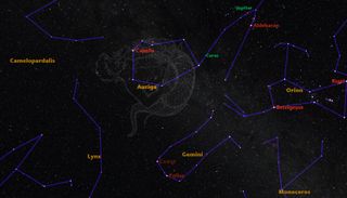 Auriga Constellation Sky Map