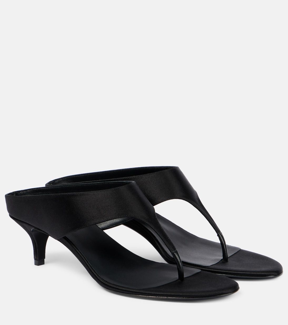 45 Satin and Leather Thong Sandals