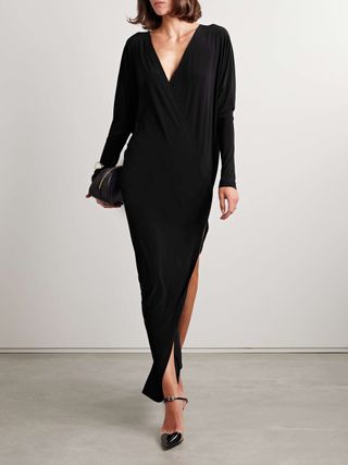 Wrap-Effect Stretch-Jersey Gown