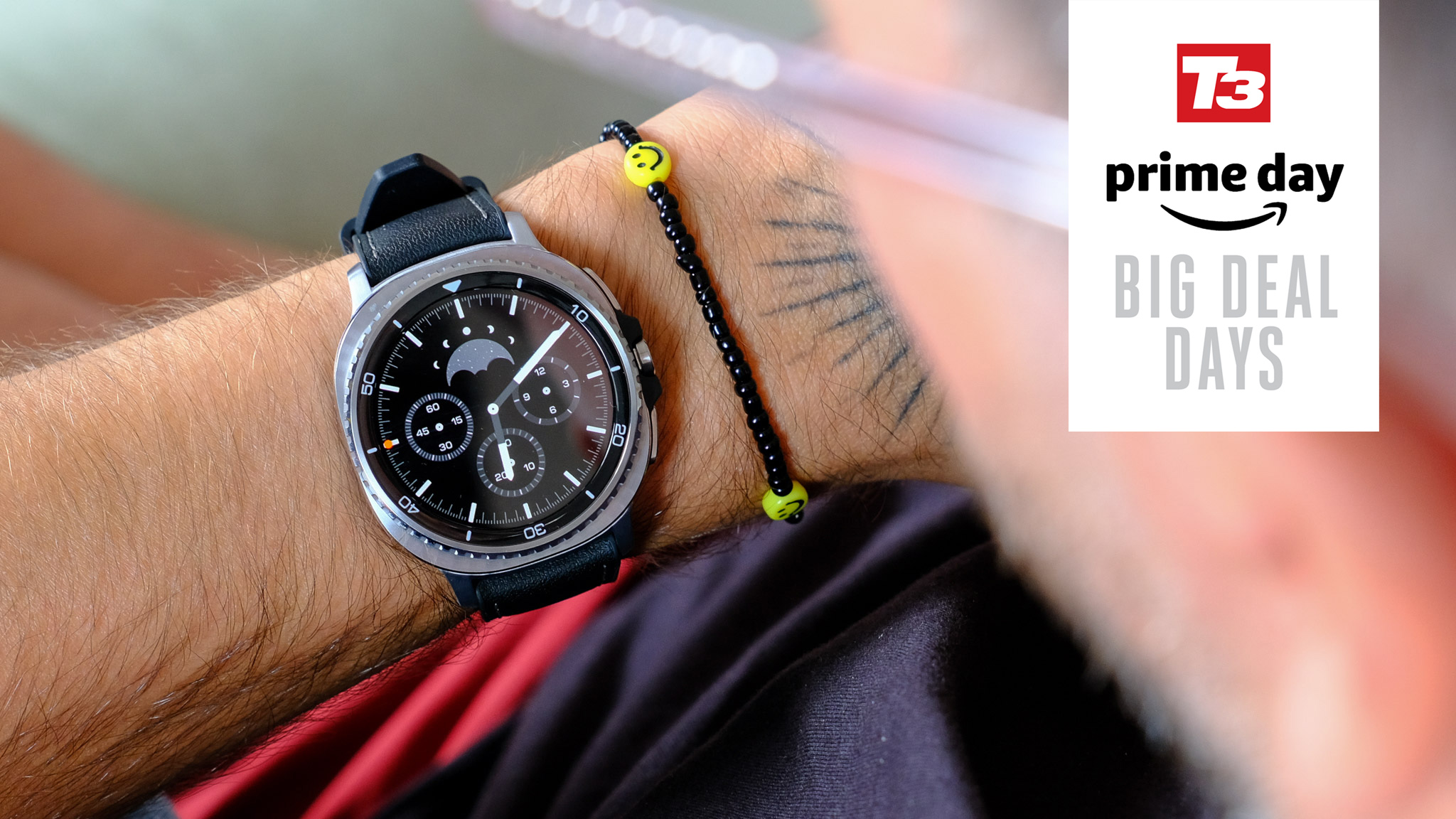 Galaxy Watch 8 Classic on wrist with deal overlay