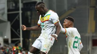 Sadio Mané celebrates scoring for Senegal