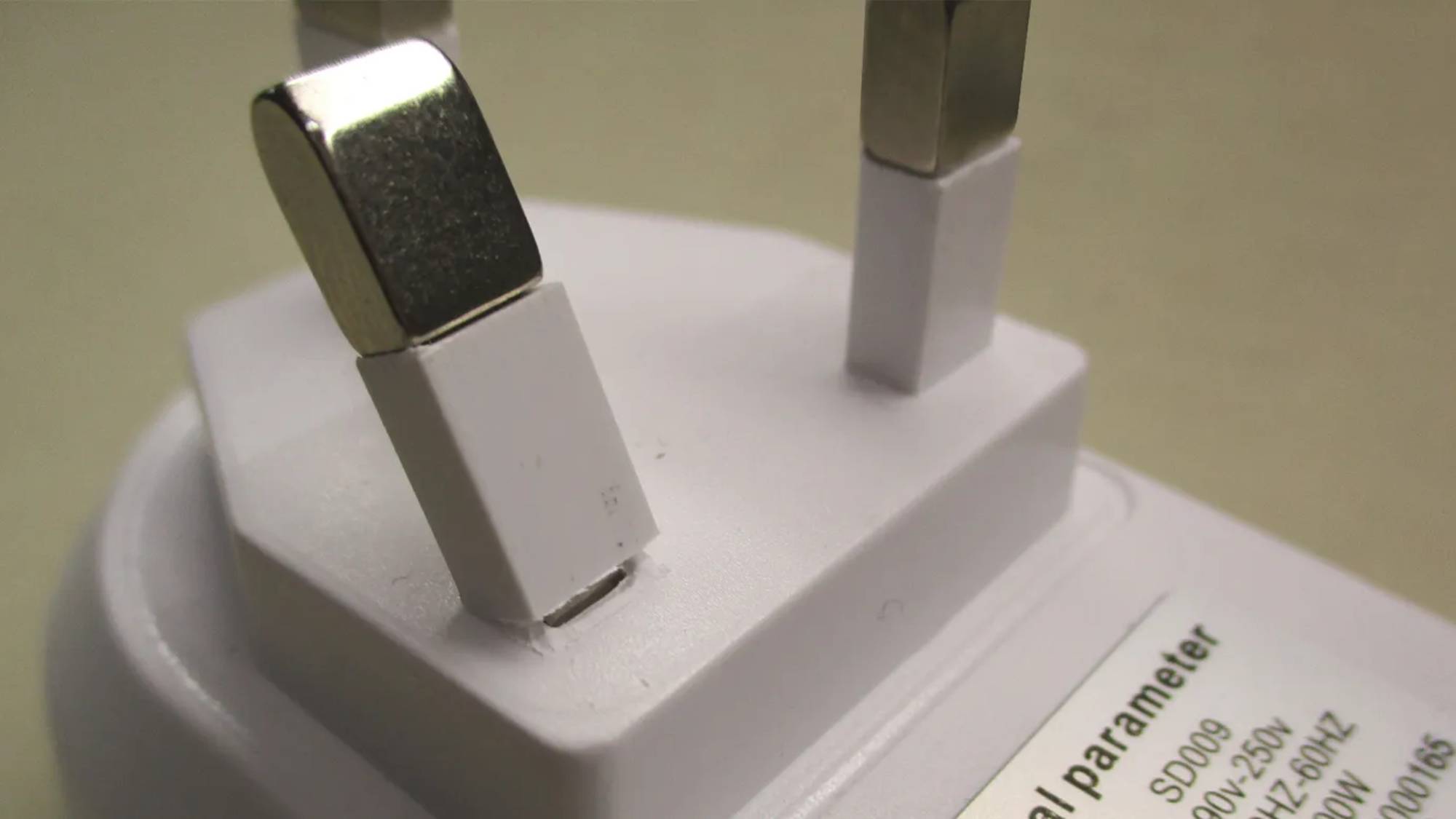 An energy saving plug with a broken prong