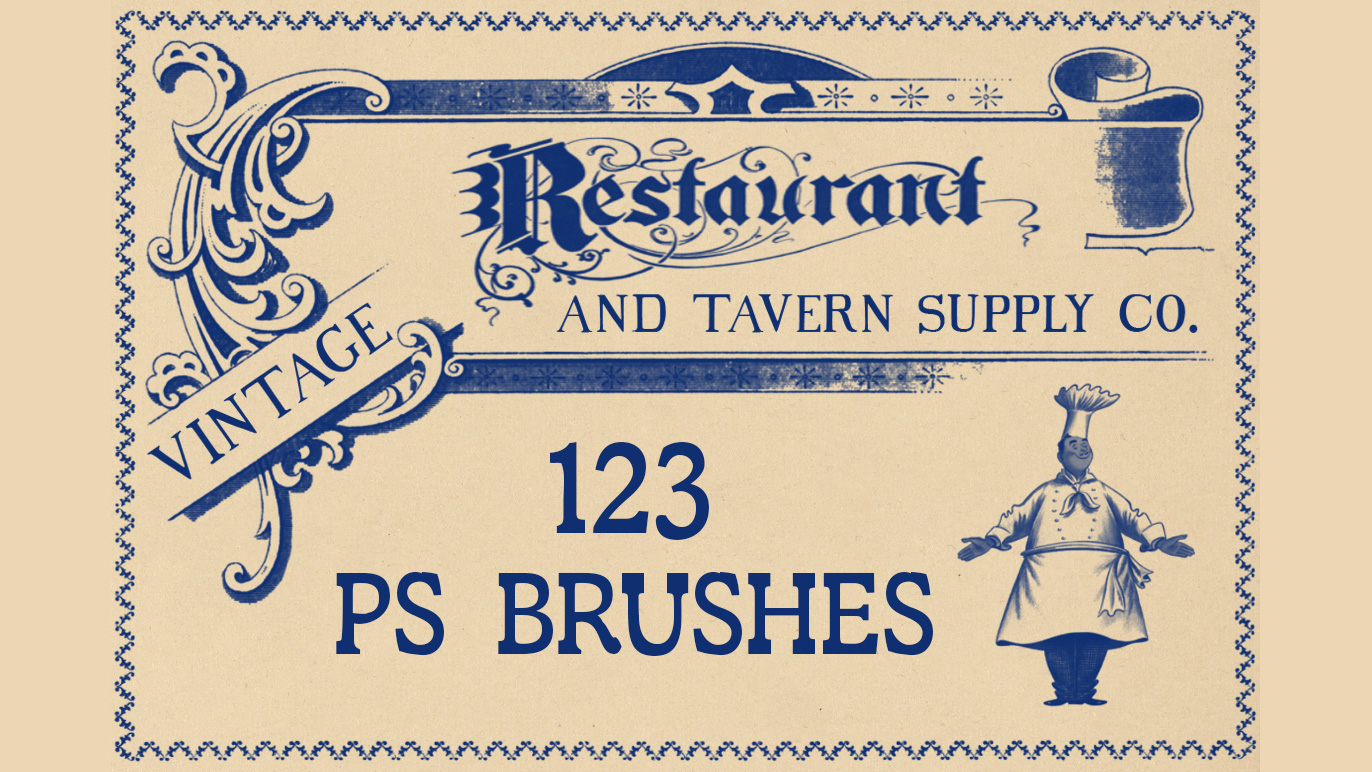 Add some vintage-style to your designs with these Photoshop brushes from Blue Line Design