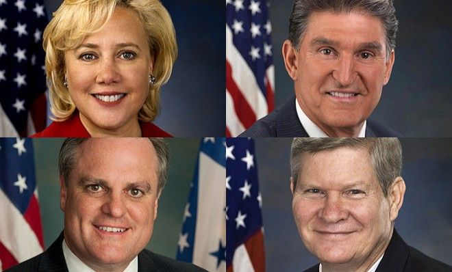 The final four (clockwise): Mary Landrieu, Joe Manchin, Tim Johnson, Mark Pryor