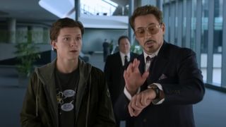 Tom Holland and Robert Downey Jr. in Spider-Man: Homecoming