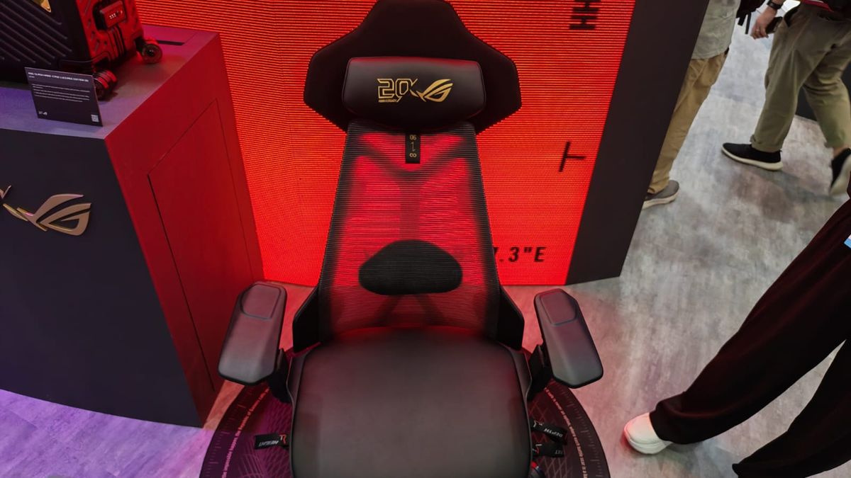 The Asus ROG Destrier Ergo chair's 20th anniversary colorway