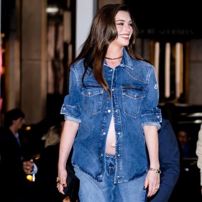 NEW YORK, NEW YORK - SEPTEMBER 10: Anne Hathaway attends Moncler Fifth Avenue Flagship Opening at 767 Fifth Avenue on September 10, 2026 in New York City. (Photo by The Hapa Blonde/GC Images)