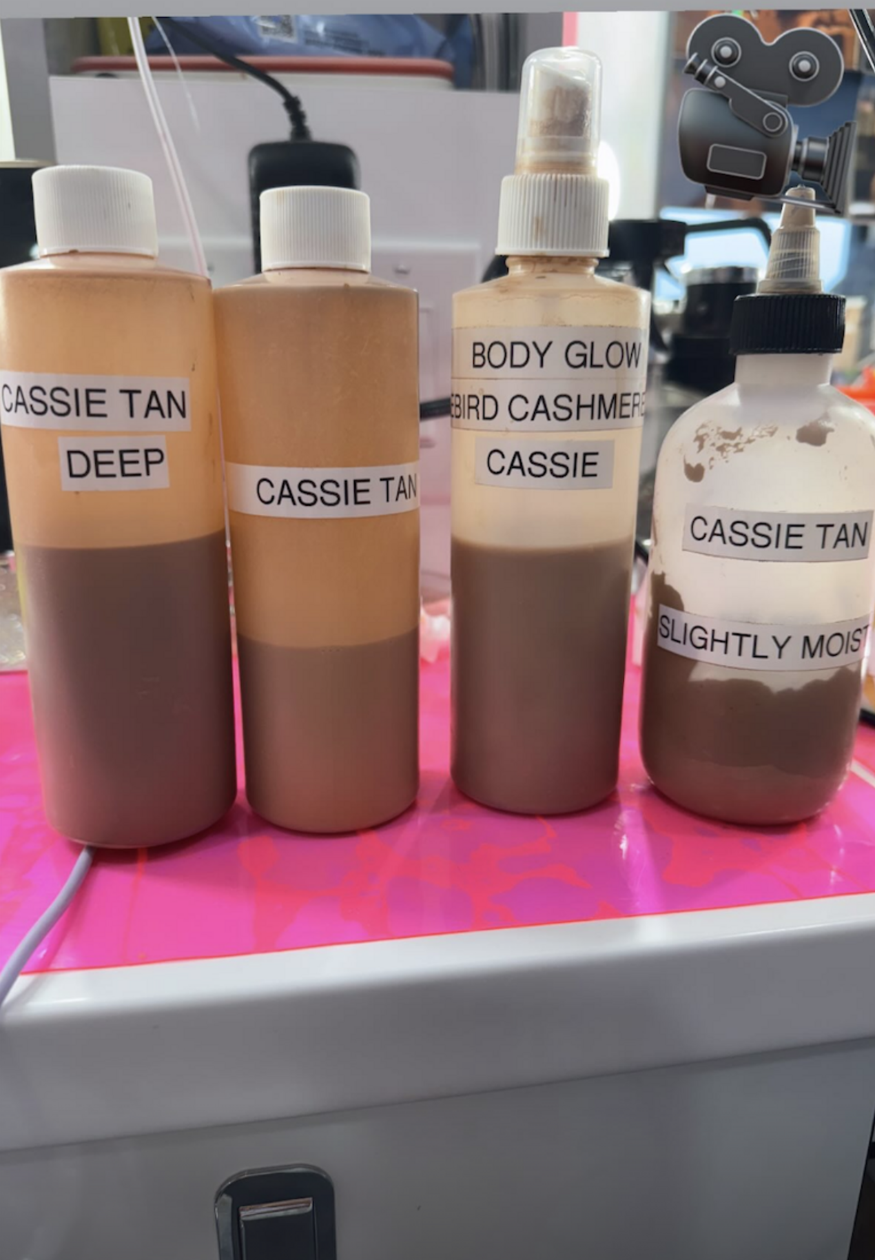 Instagram story from Euphoria set of Sydney Sweeney&#039;s tanning supplies