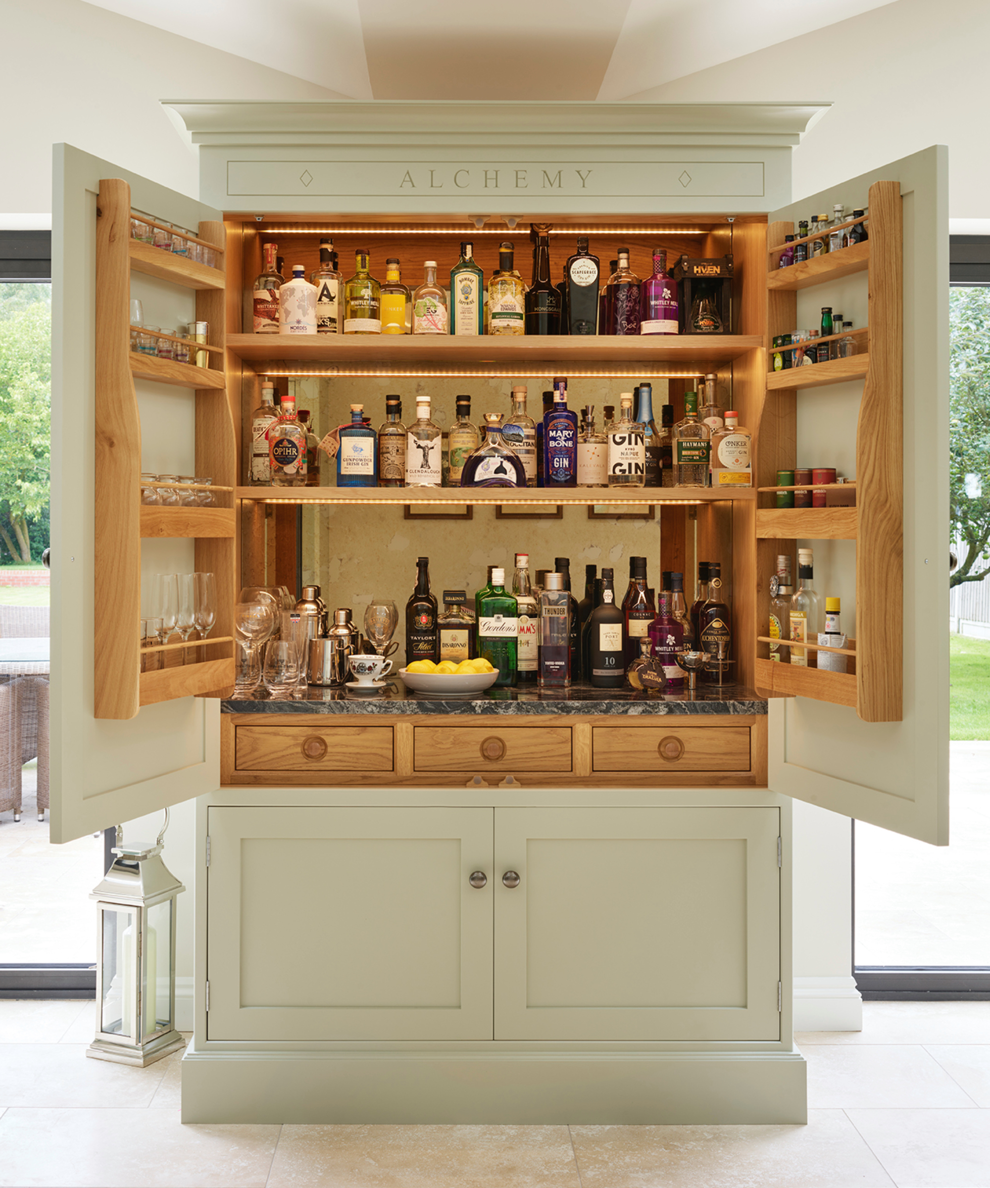 Davenport sage green drinks cabinet