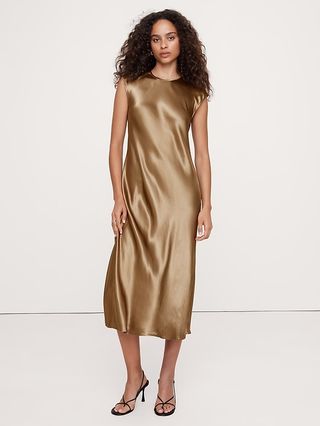 Bias-Cut Satin Midi Dress