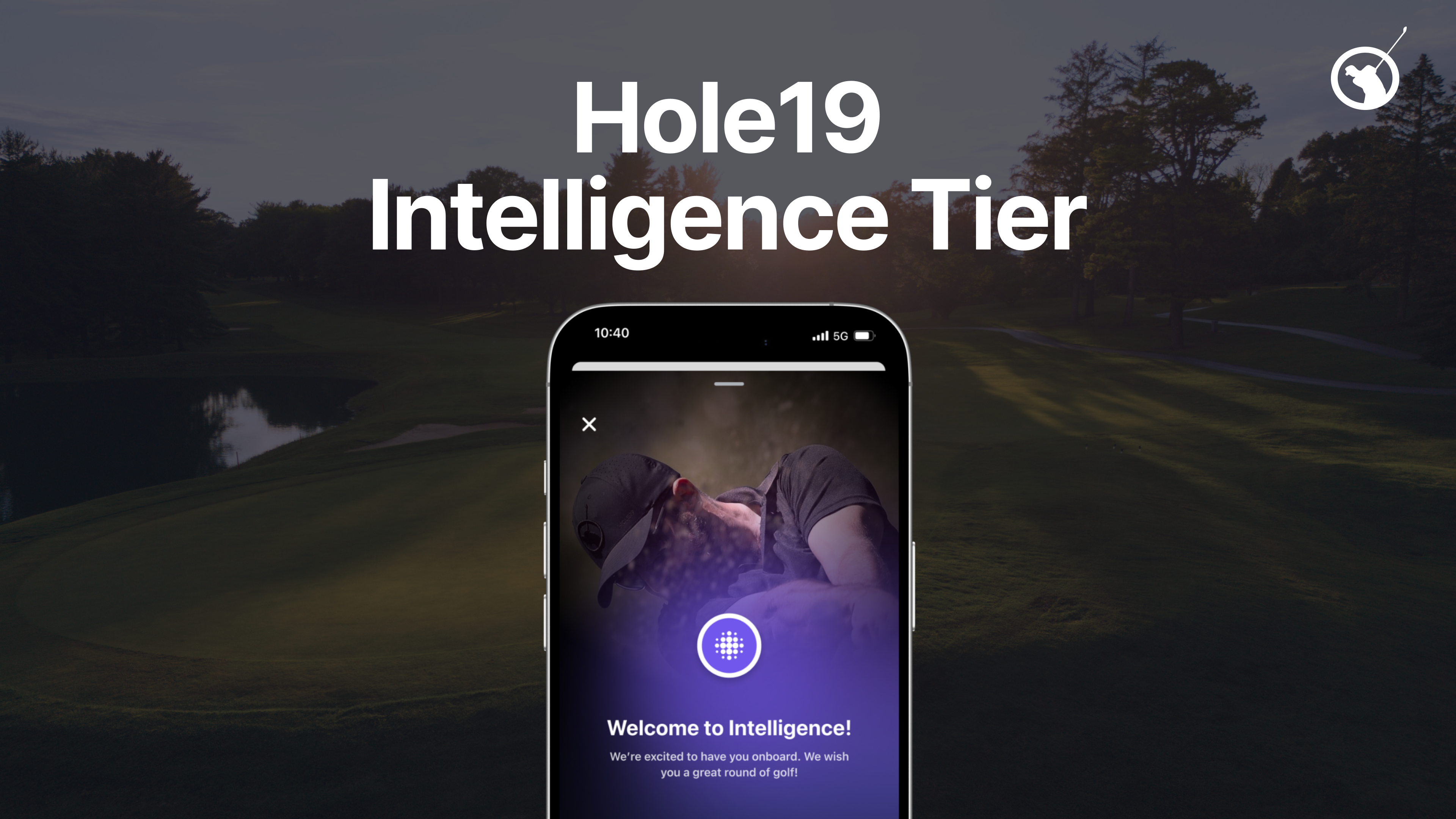 A smartphone and text reading Hole19 Intelligence Tier