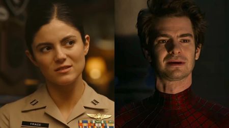 Phoenix (Monica Barbaro) speaks in Top Gun: Maverick, while Peter Parker (Andrew Garfield) talks in Spider-Man: No Way Home.