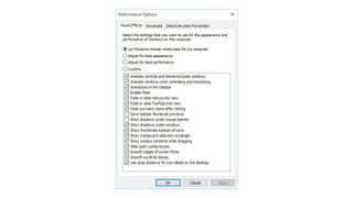 Windows animation toggle menu options